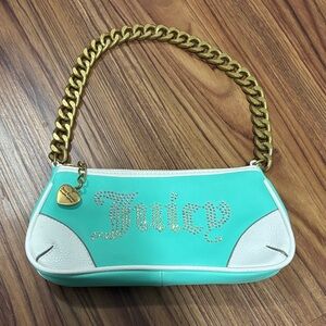 Y2K Juicy Couture Aqua and Cream Shoulder Bag